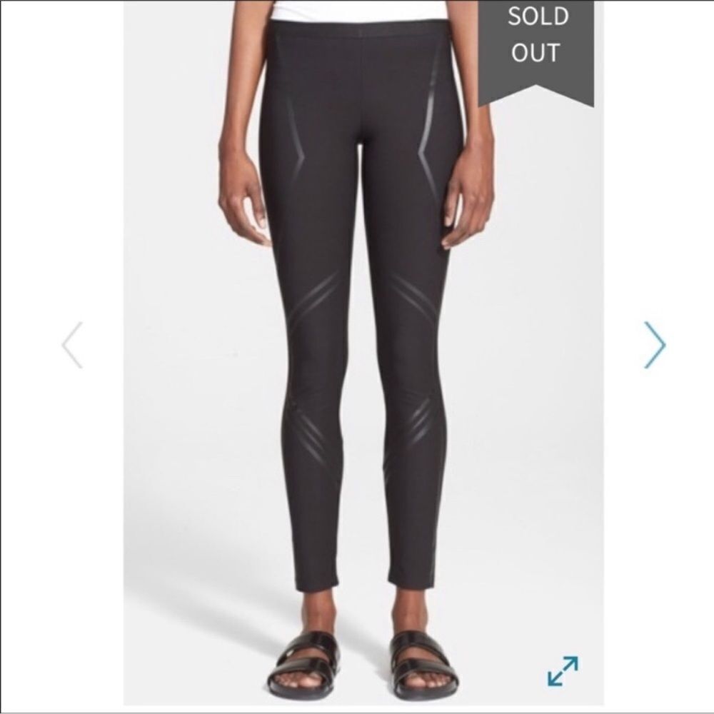 Helmut Lang | Line Coated Black Scuba Leggings SP
